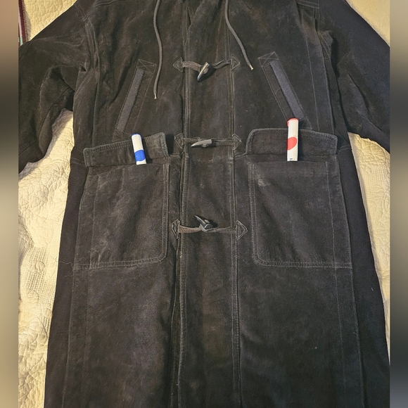 Saxony Collection - Men's  Black Heavyweight Long Leather Jacket Size M - Picture 4 of 16